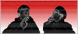 Persone sconosciute su sfondo immaginario che fanno qualcosa che non si riesce a capire